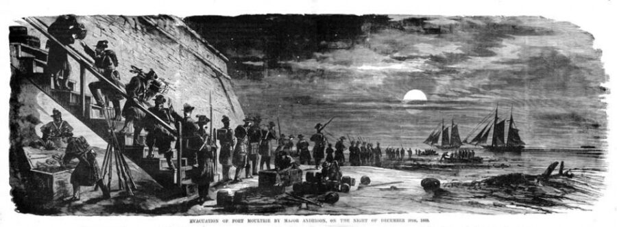 Six days later, Major Anderson decided the time had come. In the quiet of night on December 26, he cautiously moved his command from Fort Moultrie to Fort Sumter.