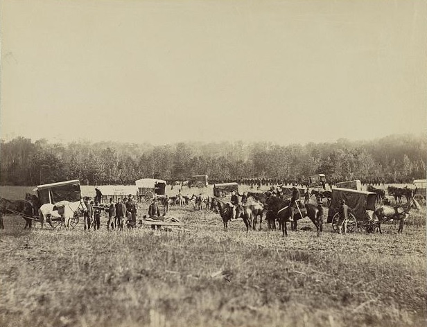 After an amputation, the wounded soldier would travel via ambulance and/or rail to a hospital away from the fighting. These bumpy rides often exacerbated the soldier’s pain, exposing him to the elements, extreme temperatures, and long travel without painkillers. The image above is of an ambulance train, 1st Division, II Corps, Army of the Potomac.