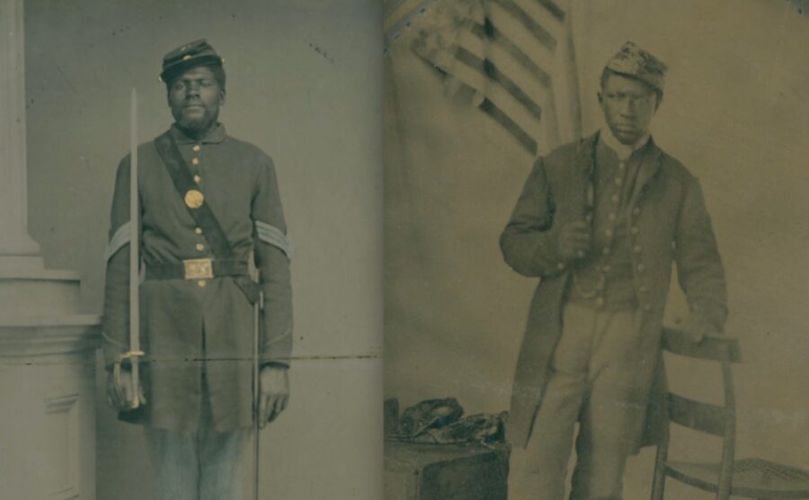 Sergeant Henry Steward (above, left) joined the regiment in April 1863 and was active in recruiting additonal men. Private Abraham Brown (above, right) served in Company E. (Both Massachusetts Historical Society)