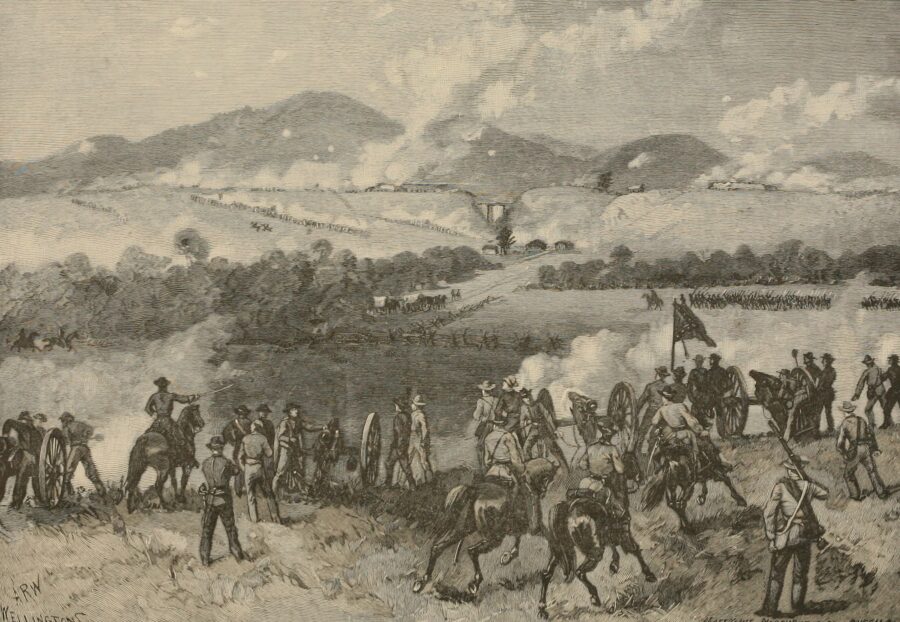 "Battle of Allatoona, Ga. At Allatoona Pass, on the Western & Atlantic Railroad. October 5, 1864. The message signaled from Kennesaw Mountain to these heights, gave rise to the famous gospel hymn, 'Hold the Fort, for I am coming!'"