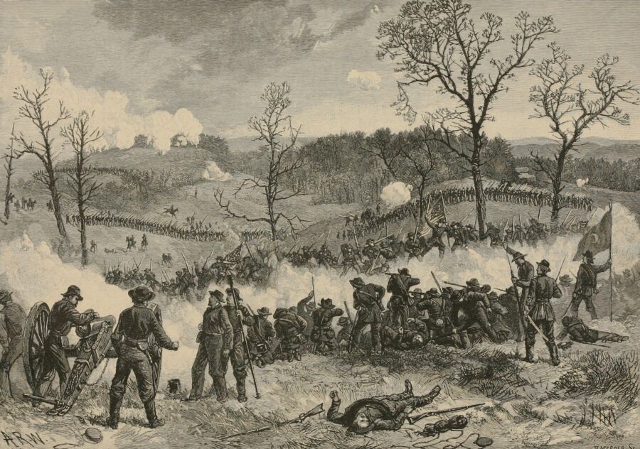"Cleburne's Repulse of Sherman at Missionary Ridge. Opposite Boyce Station, on the Western & Atlantic Railroad. November 25, 1863."