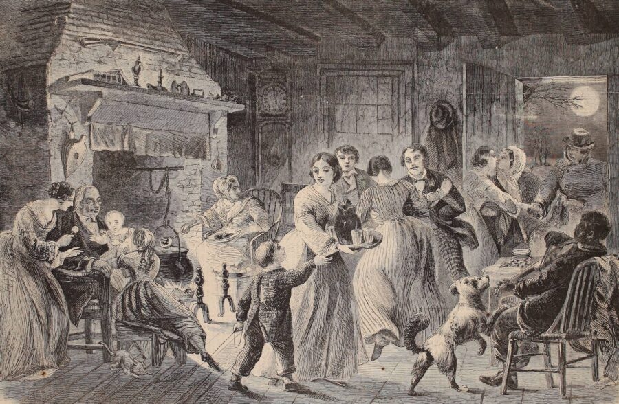 A "country" family celebrates New Year's Eve in 1860—months before the outbreak of civil war. (Harper's Weekly)