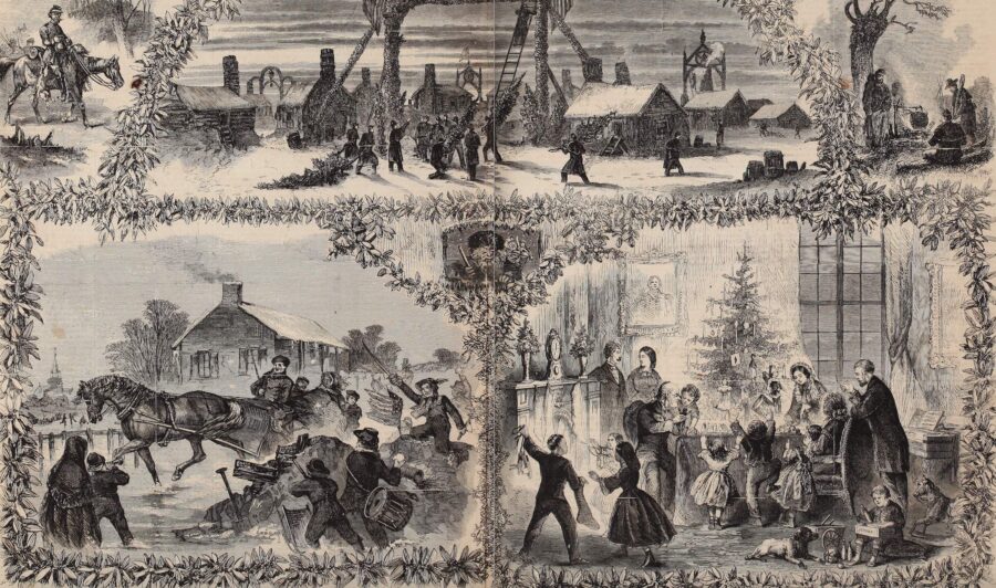 Scenes of Christmas in 1863—at the front and at home. (Frank Leslie's Illustrated Newspaper)
