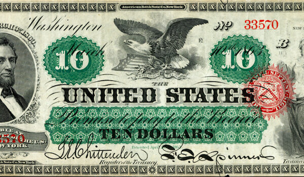 A $10 greenback from the Civil War
