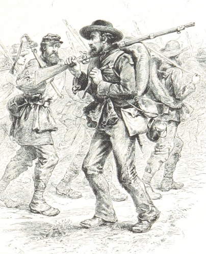 A straggling Civil War soldier