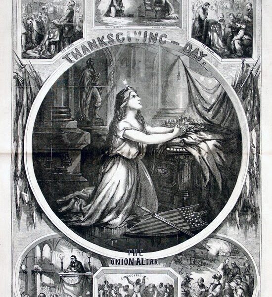 Scenes from Thanksgiving during the Civil War in an illustration from Harper's Weekly.