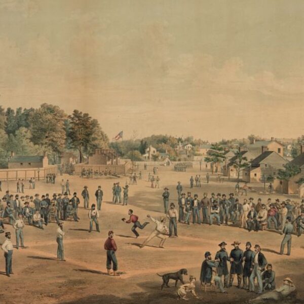 Union POWs play a game of baseball during the Civil War