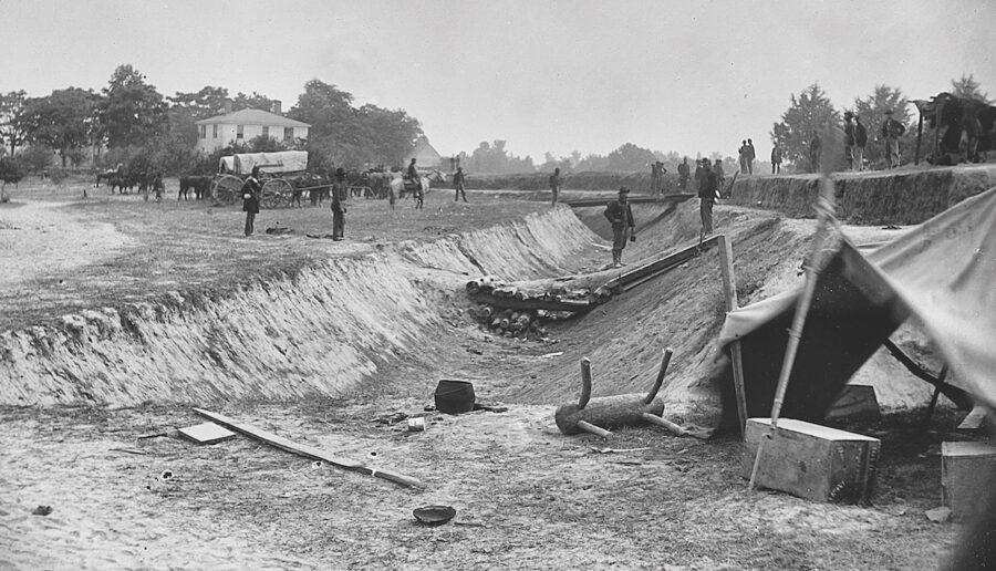 Grant’s troops had stolen a march on Robert E. Lee. For three days, they enjoyed overwhelming numerical superiority over a small Confederate force under General P.G.T. Beauregard. The Confederates were well entrenched, however, in the works shown here, and gave ground slowly under large but overly cautious Union advances. By June 18, it was too late; Lee’s army had arrived and manned dozens of miles of fortifications protecting Richmond and Petersburg. A nearly 10-month siege of Petersburg would ensue—a result that neither side wanted. In April 1865, Grant's forces would finally break Lee's lines, an event that marked the beginning of the end of the Confederacy.