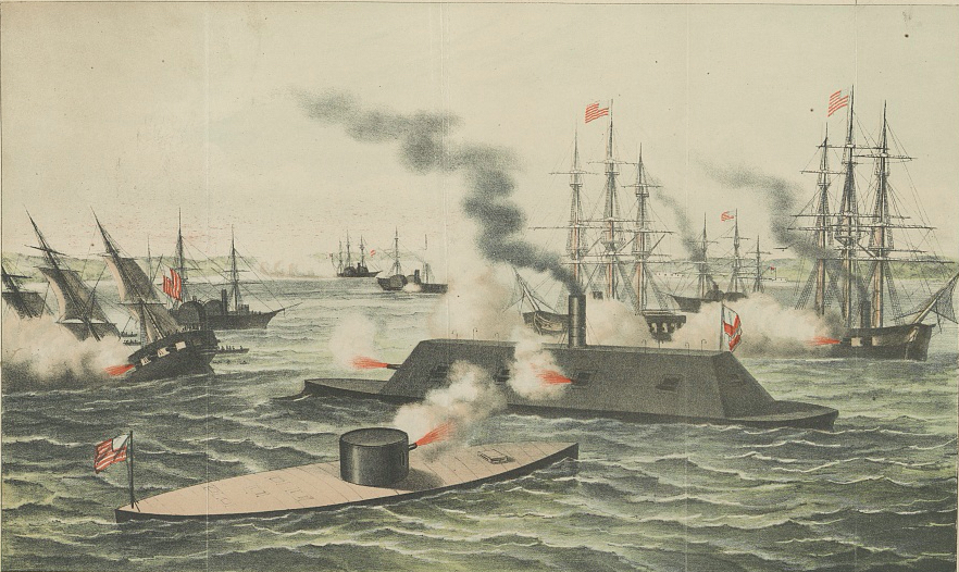 This 1862 lithograph published in Connecticut included the celebratory—and inaccurate—claim that “The Merrimac was crippled” by Monitor during the battle.