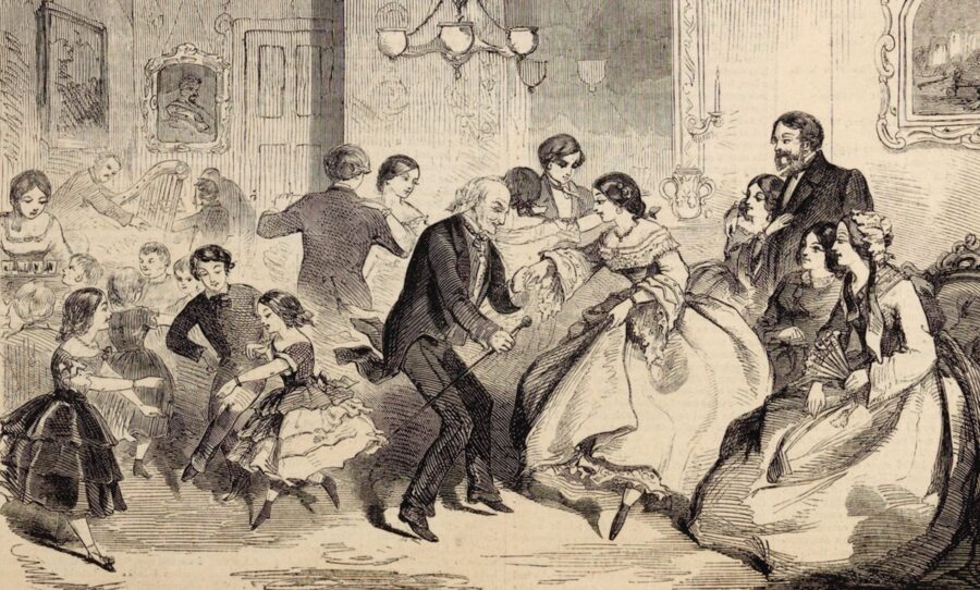 "Thanksgiving Day—The Dance," the final of the Harper's Weekly depictions of the holiday in 1858.
