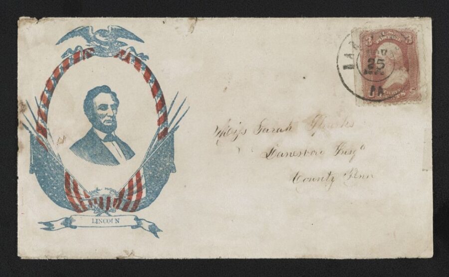 Not surprisingly, President Abraham Lincoln appeared on several northern envelopes.