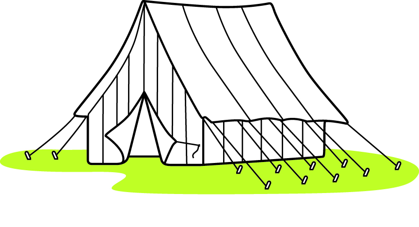 Hospital (or "Wall") tent. Capacity: Varied by size. Characterized by its four upright sides, allowing for greater room and comfort, these tents might accommodate up to 20 men when used for field hospitals. (Two or more of tents could be combined to increase capacity.) Smaller wall tents were used as quarters by commissioned officers.