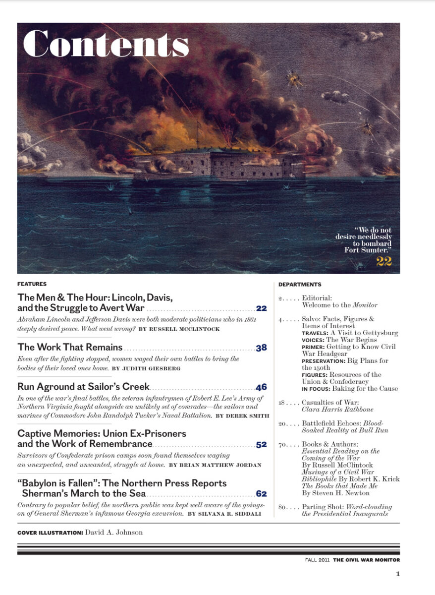 Fall 2011 Civil War Monitor Table of Contents