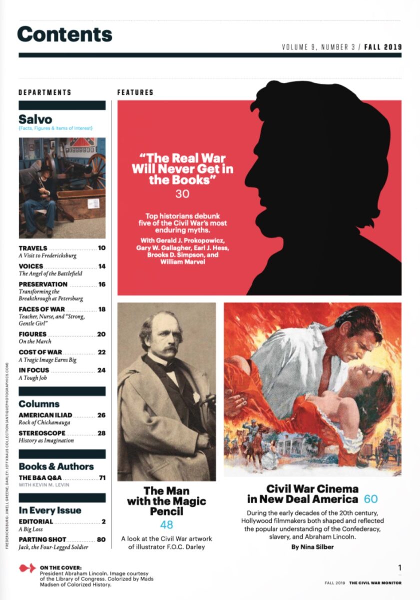 Fall 2019 issue of The Civil War Monitor Table of Contents