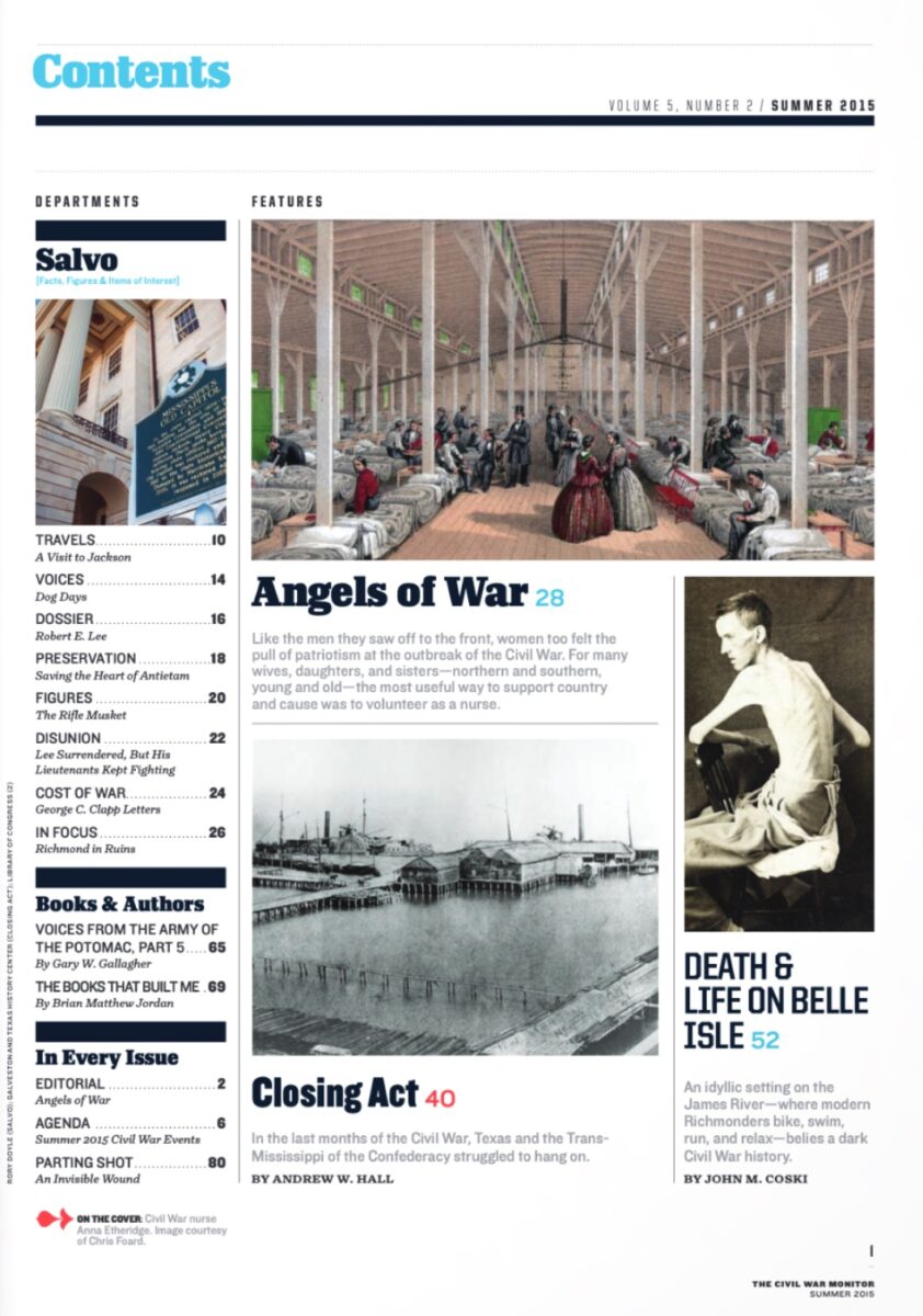 Summer 2015 issue of The Civil War Monitor Table of Contents