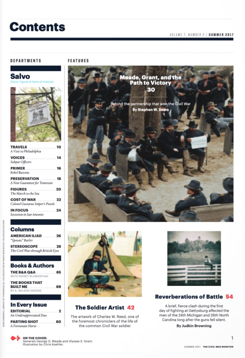 Summer 2017 issue of The Civil War Monitor Table of Contents