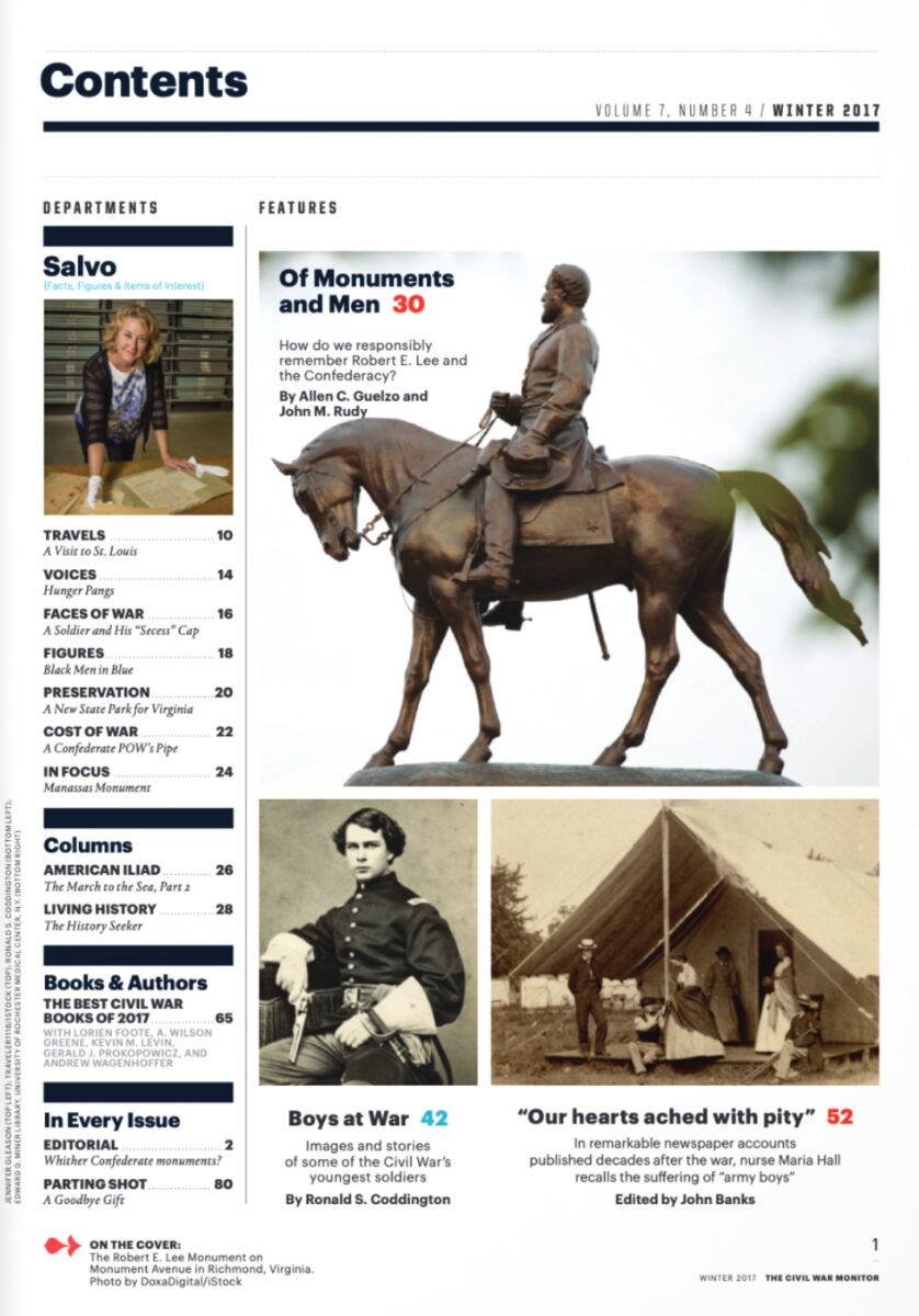 Winter 2017 issue of The Civil War Monitor Table of Contents