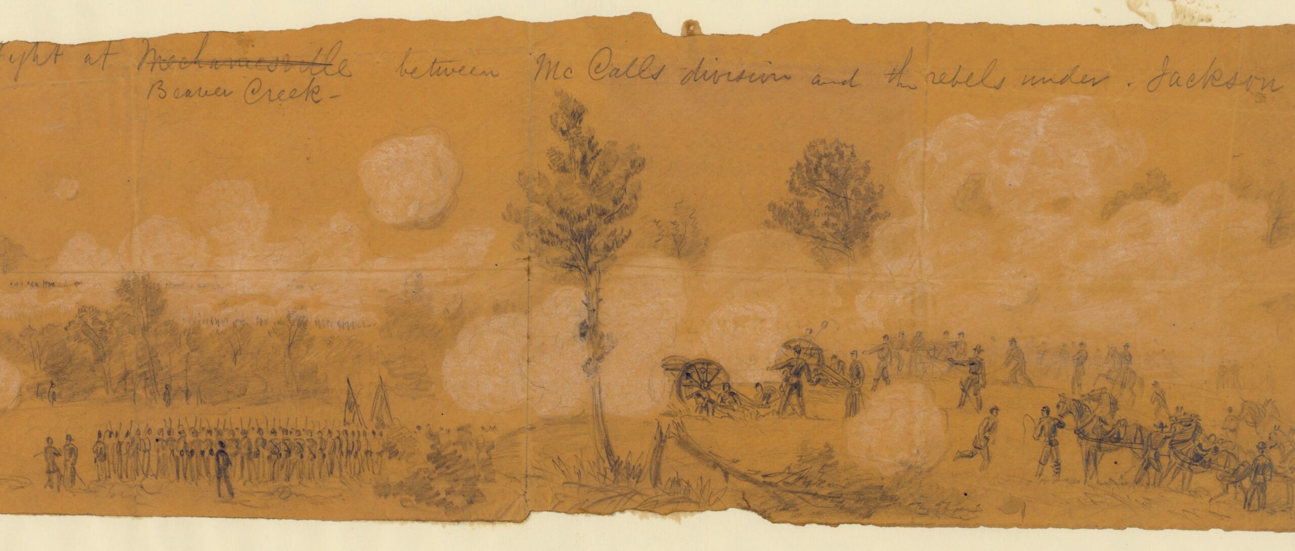 Battle of Beaver Dam Creek, sketch by Alfred Waud