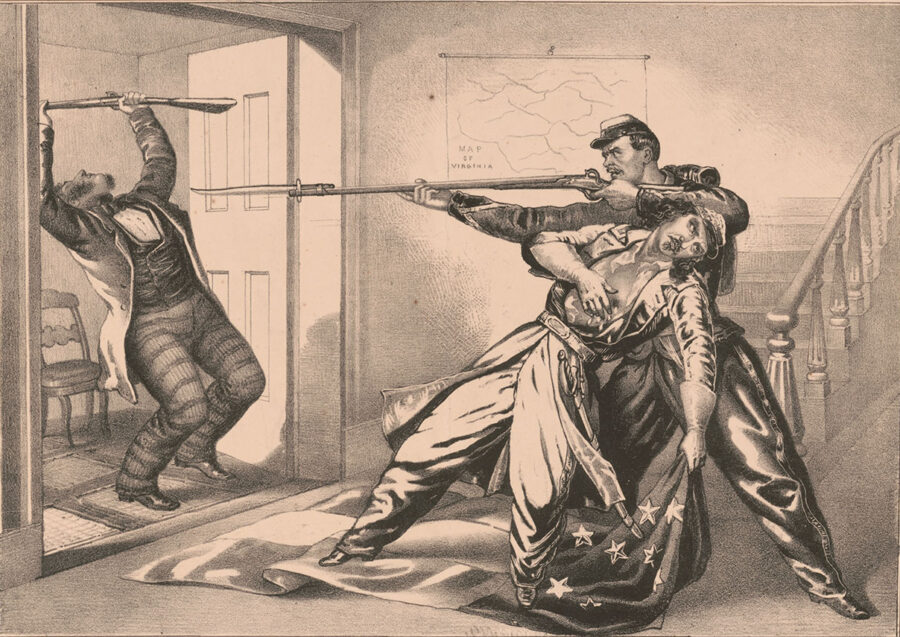 Illustration of the murder of Elmer Ellsworth.