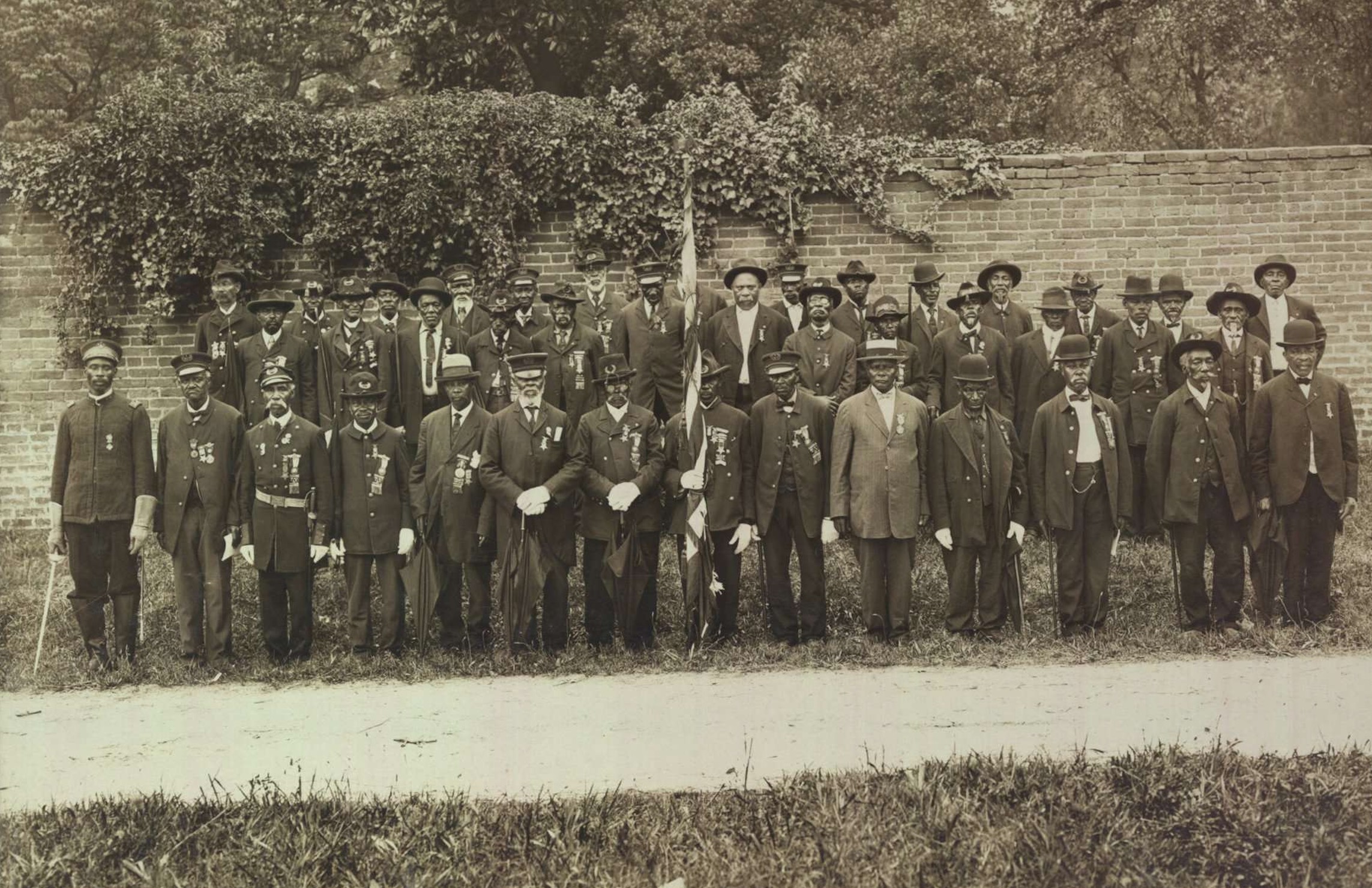 Black Civil War veterans gather at a GAR reunion in Norfolk, Virginia, circa 1910. (Image courtesy of Special Collections, University of Virginia.)