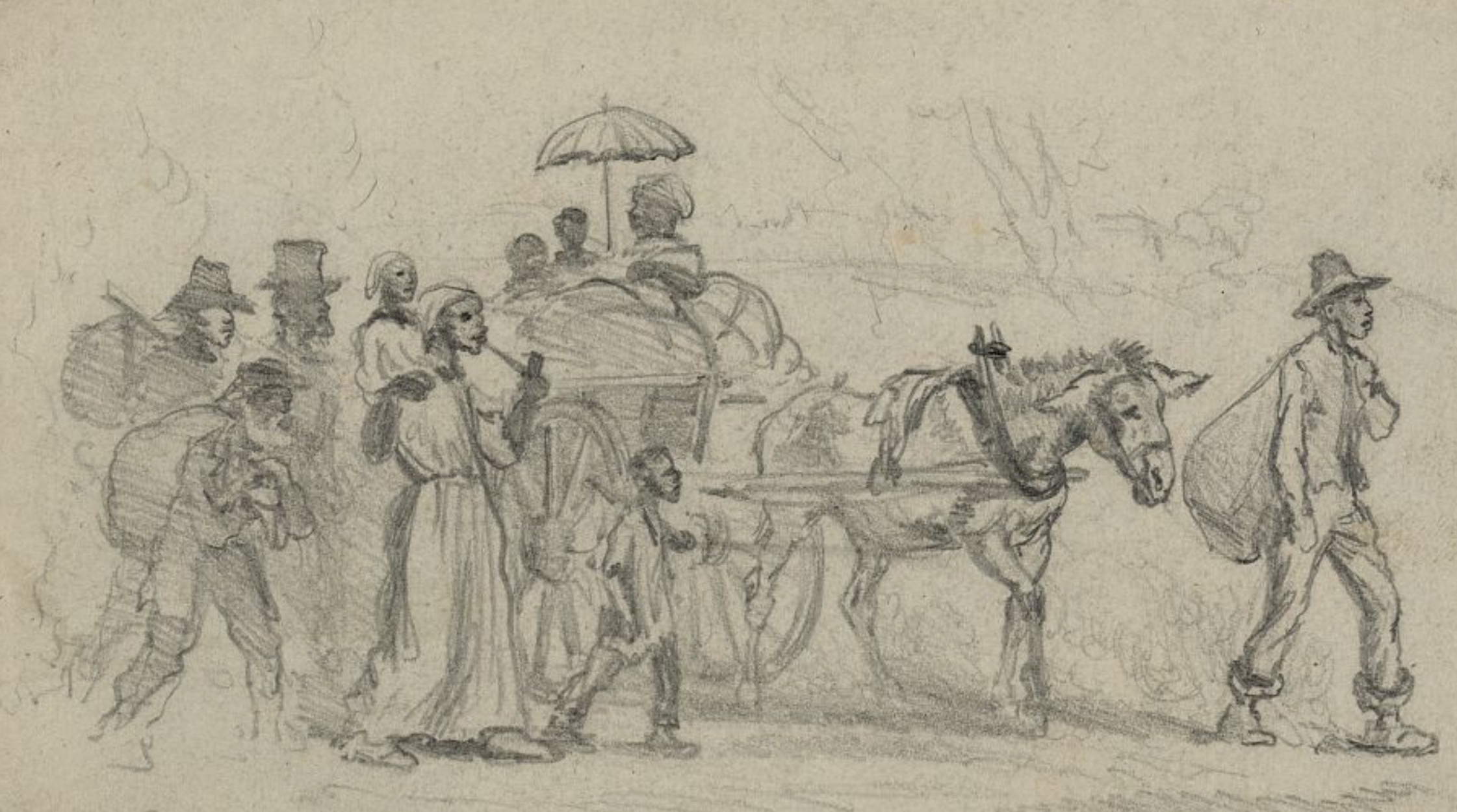 Edwin Forbes illustration of contraband slaves escaping to Union army lines