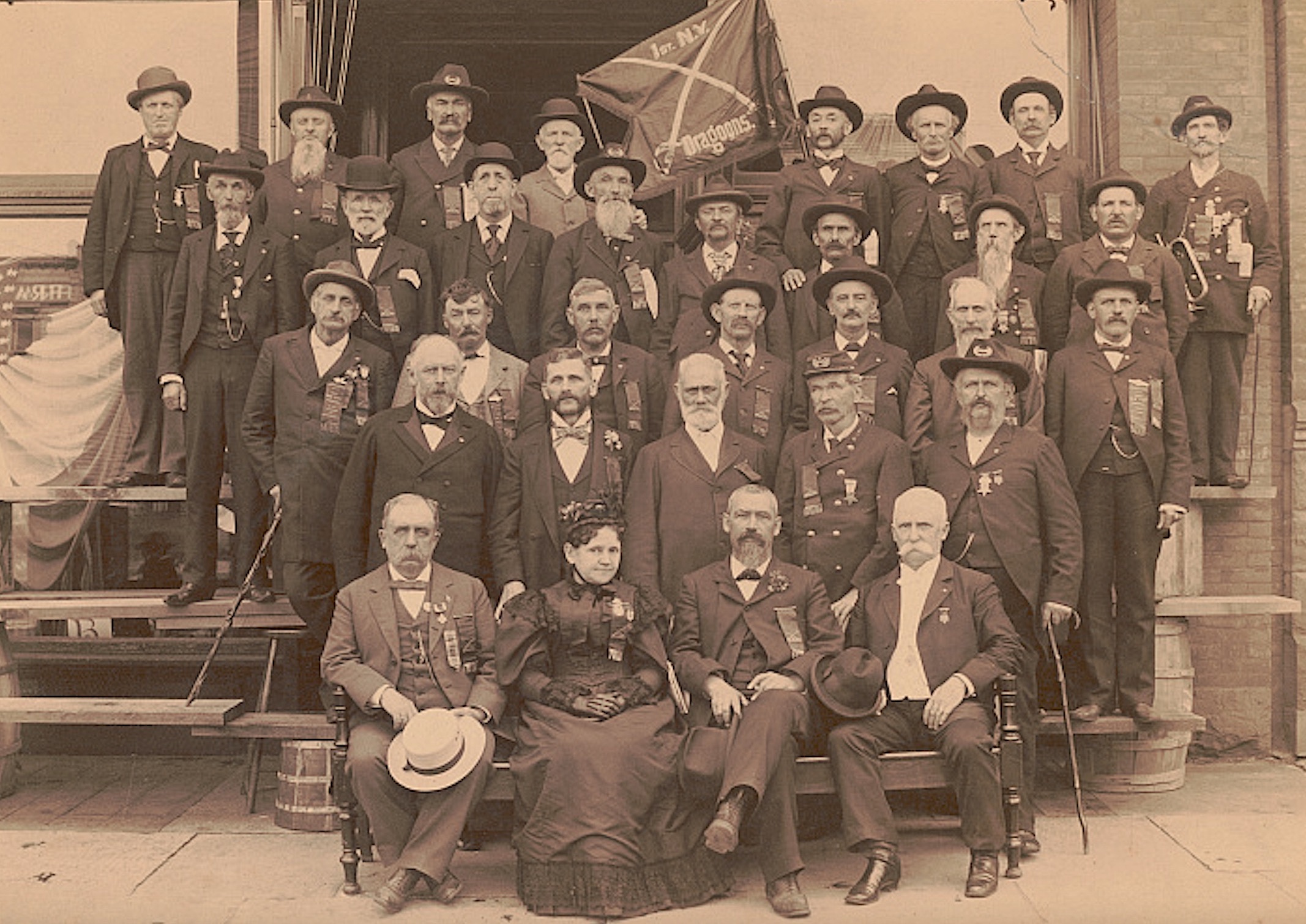 Veterans of the 1st New York Dragoon gather in Buffalo, New York, circa 1900.