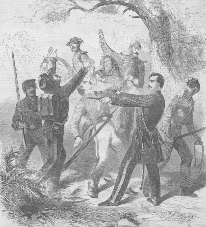 This illustration of Captain William E. Strong's "gallant exploit" ran on the cover of Harper's Weekly on September 28, 1861.