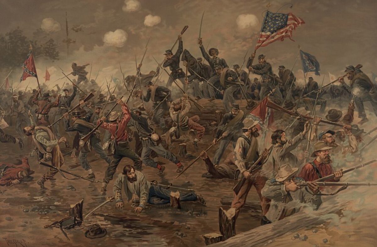 Thure de Thulstrup's painting of the intense fighting at Spotsylvania Court House.