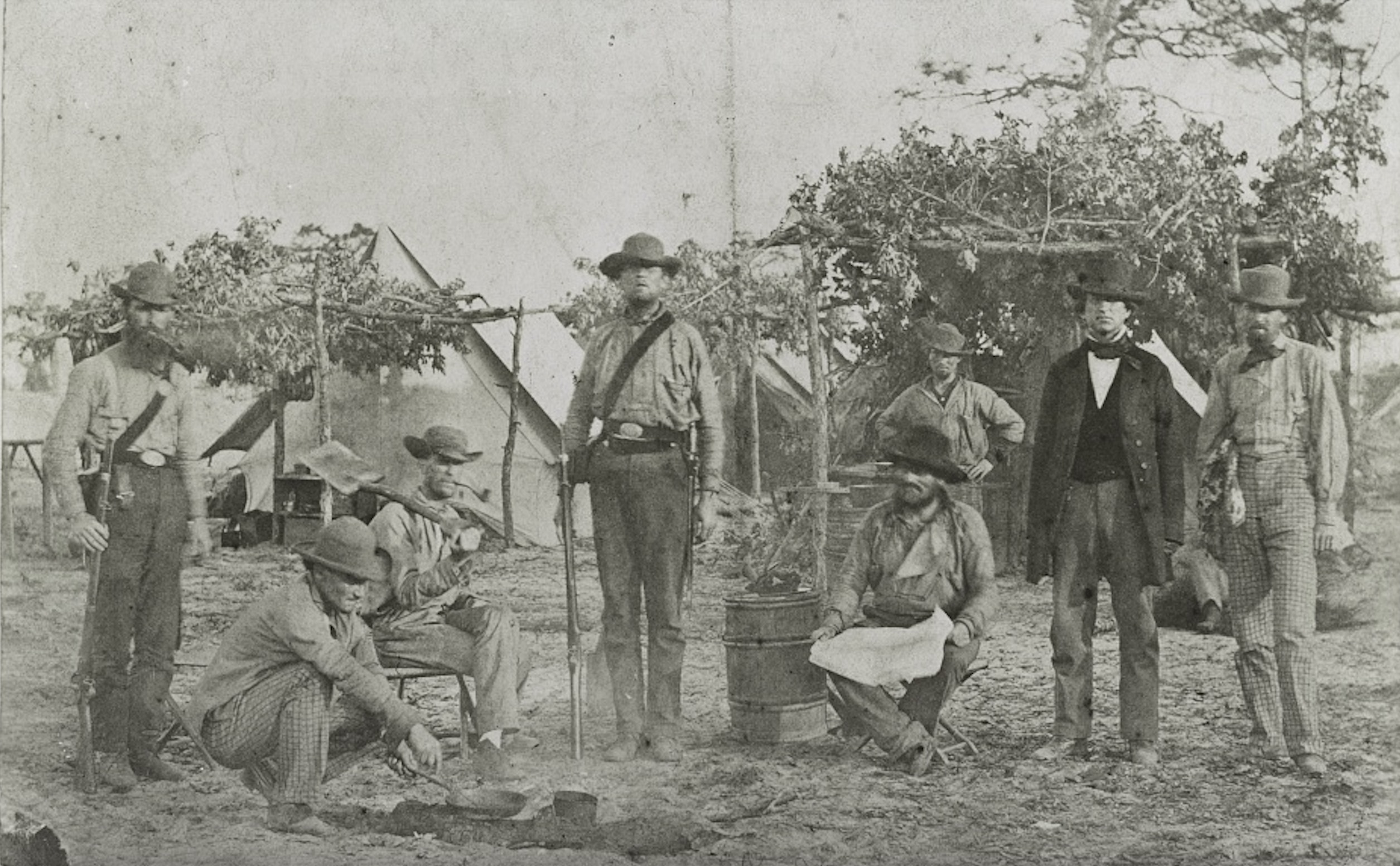 Company B of the 9th Mississippi in a bivouac camp at Pensacola, Florida, in 1861