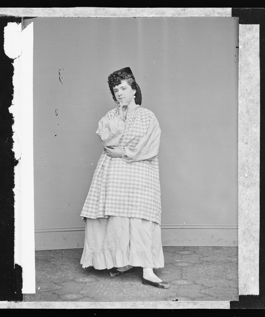Unidentified Woman strikes a stylish pose in a Civil War era photograph