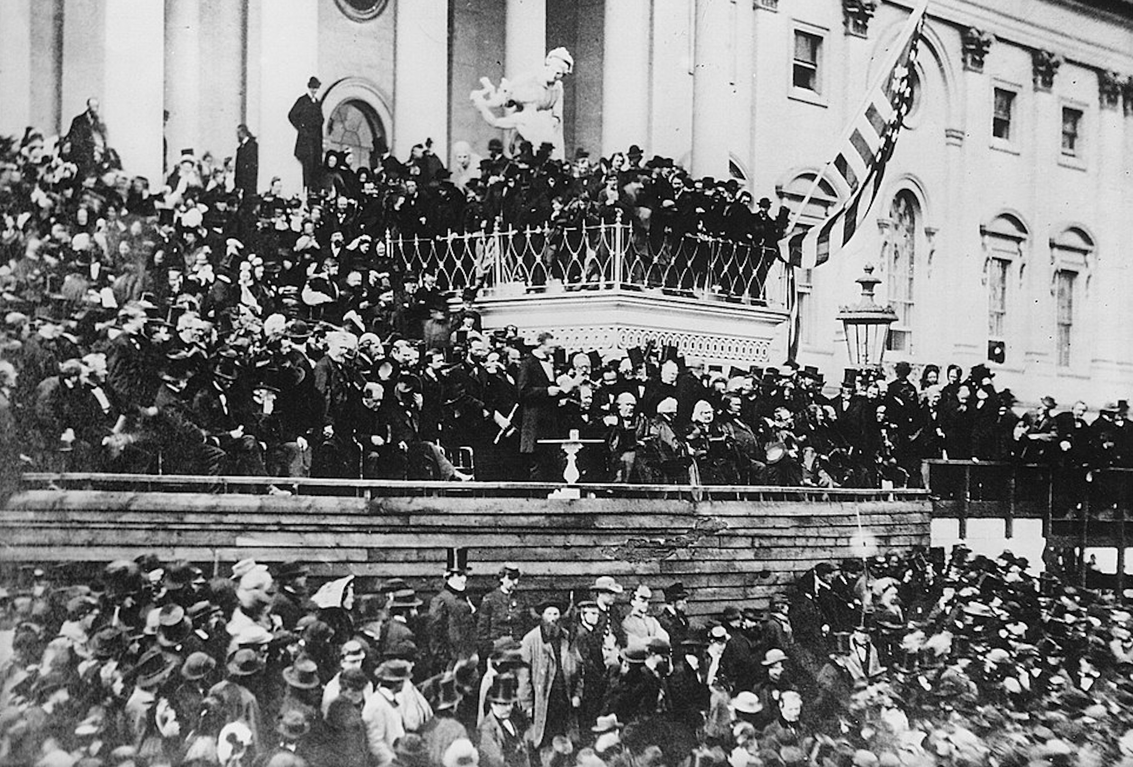 Abraham Lincoln delivers his Second Inaugural Address on March 4, 1865.