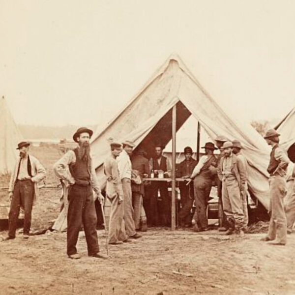 A sutler's tent in a Union army camp