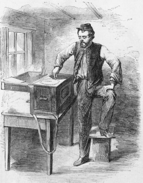 An army telegraph operator at work