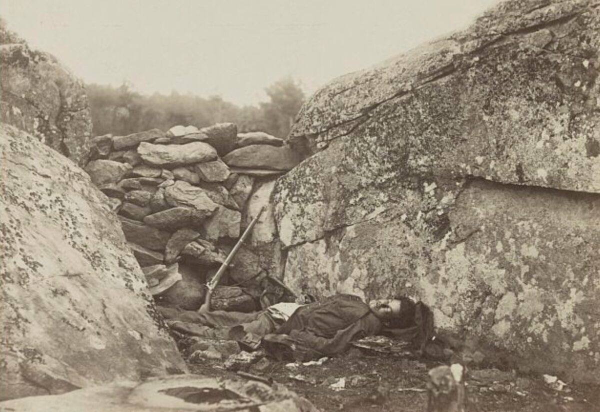 Alexander Gardner's photo of a dead Confederate sharpshooter at Gettysburg