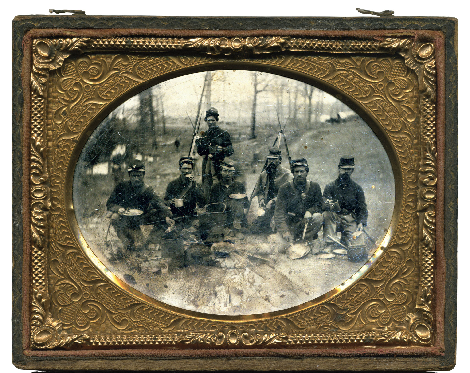 Civil War soldiers at camp.