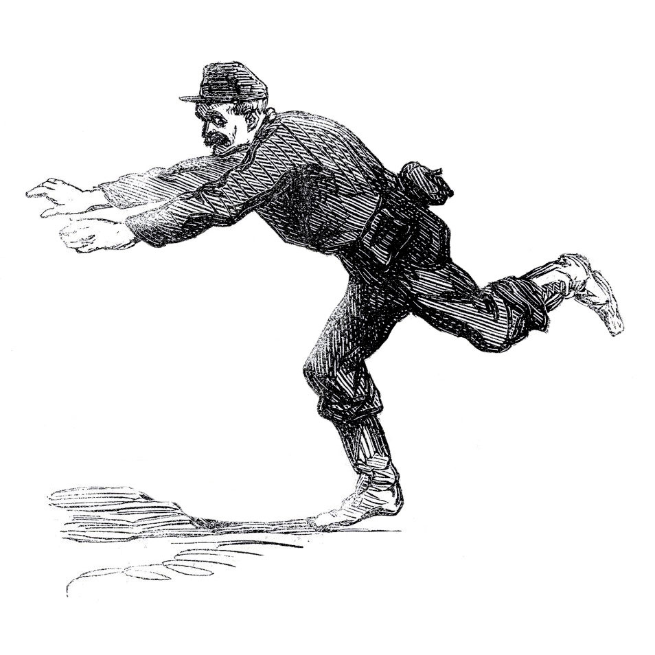 Frightened Civil War soldier running illustration.