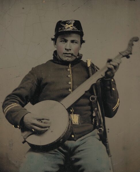 Civil War soldier and banjo