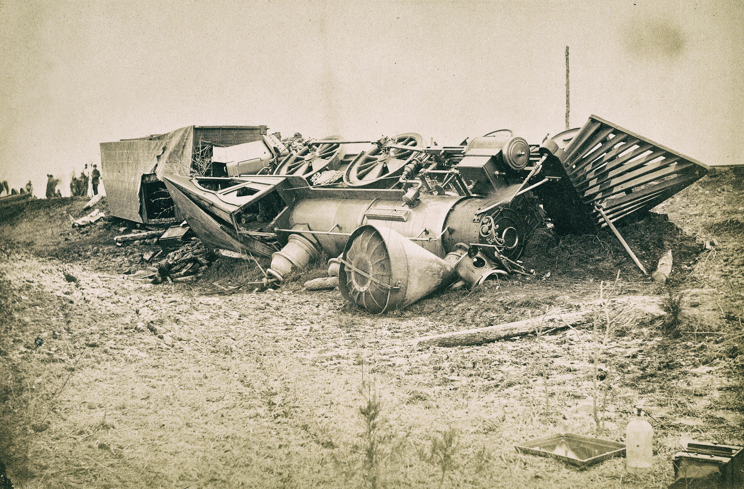 Crashed Commodore locomotive.