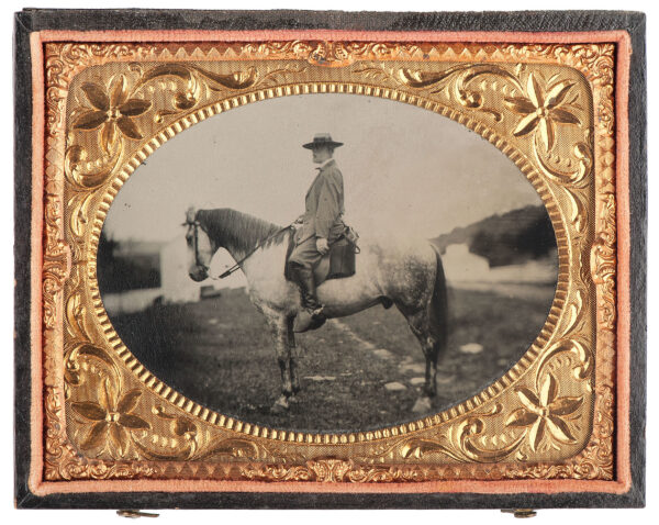 Robert E. Lee riding a horse.