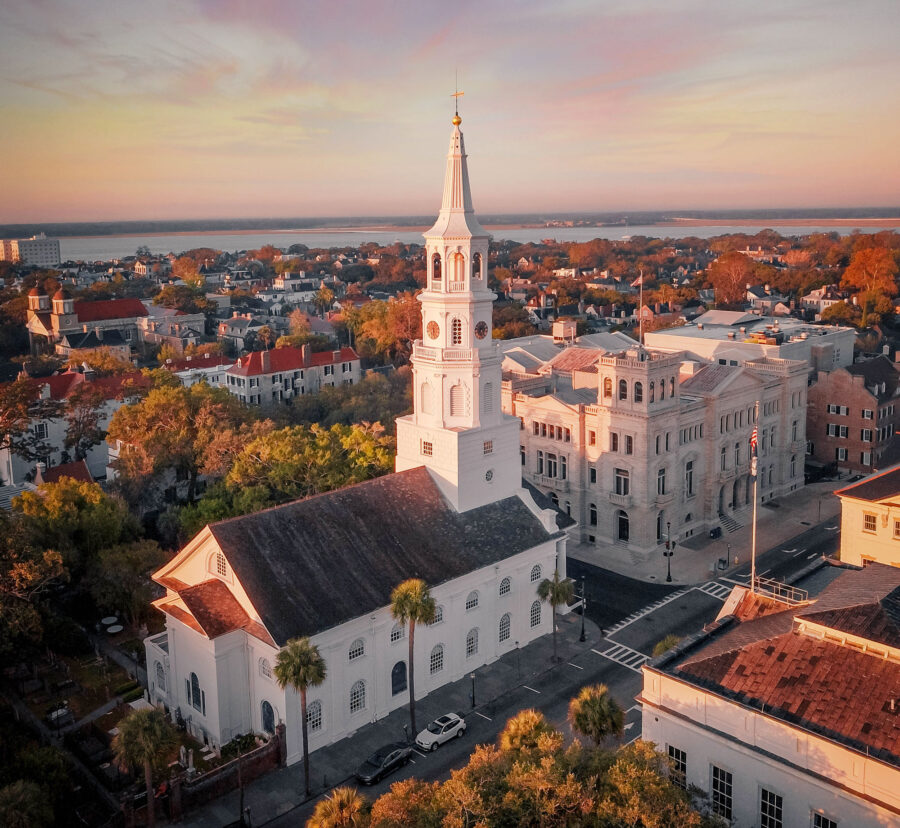 Aerial view of Charleston, South Carolina.