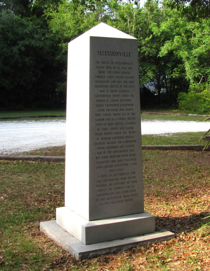 Monument at Secessionville Battlefield.