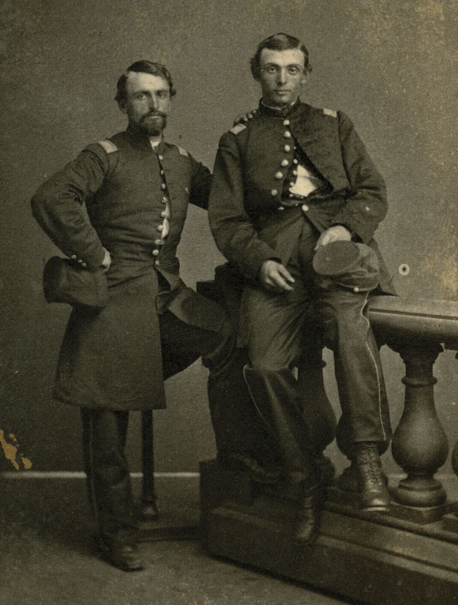 Portrait of Edward Burgin Knox (left) with another officer, Major, 44th New York Infantry.