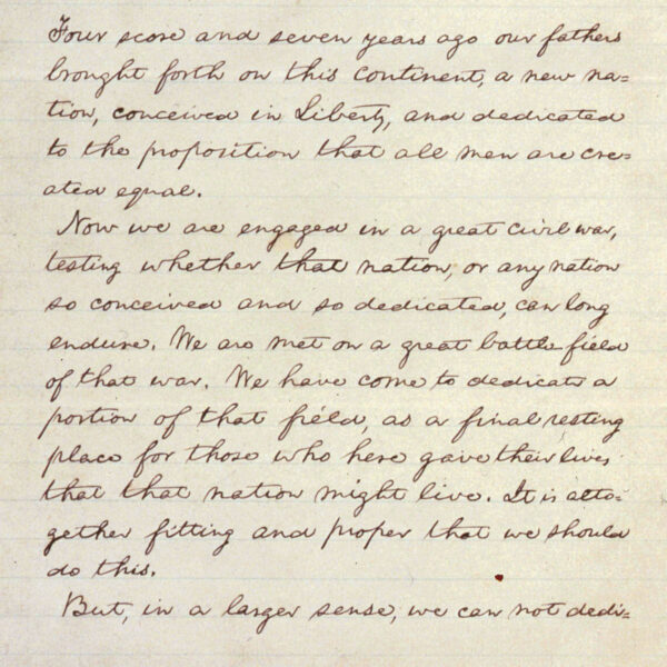 Handwritten manuscript of the Bliss Copy of the Gettysburg Address.