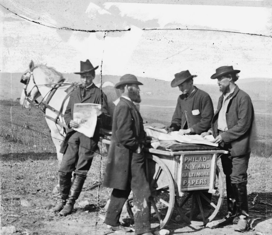 Civil War-era traveling newspaper salesman.