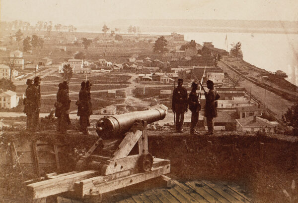 4th U.S. Colored Artillery conduct changing of the guard at Fort Halleck.