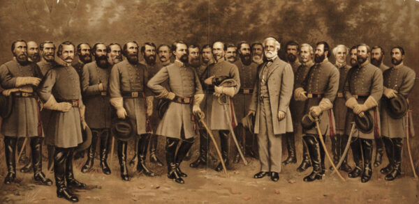 Chromolithograph by William B. Matthews shows Robert E. Lee alongside other prominent Confederate generals.