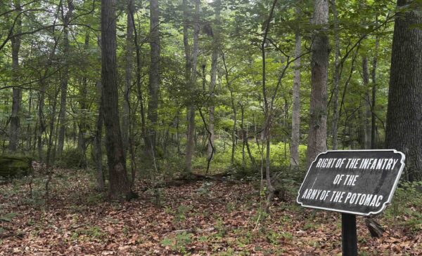 The seldom-seen marker that denotes the extreme right of the Union line at Gettysburg